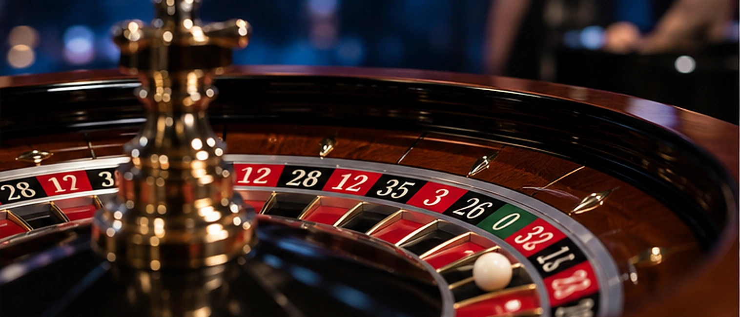 Close-up of a physical roulette wheel used at a live casino studio