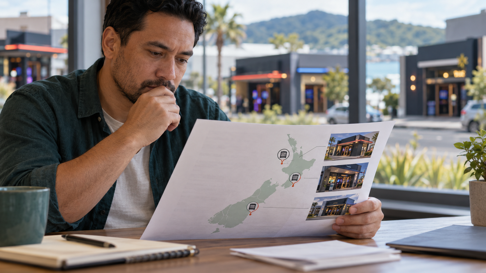 New Zealand adult reviewing several physical gambling venues on a map for multi-venue exclusion